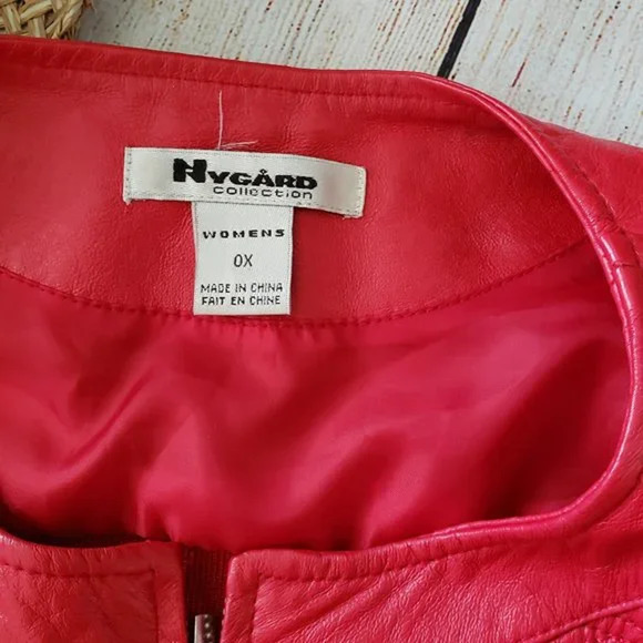 NYGARD COLLECTION red leather blazer jacket 0X - Picture 4 of 6